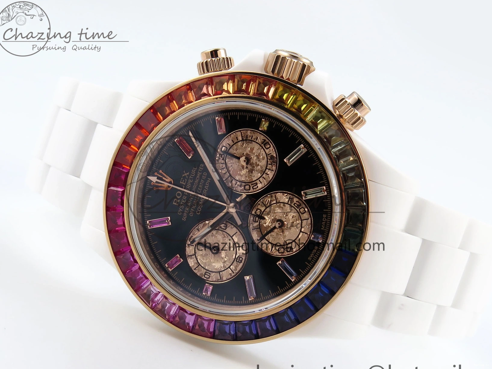 0102 SmartChoice Rolex Daytona Rainbow 40mm Cer Cer Black Dial NOOB SA4130 Super Clone 1732